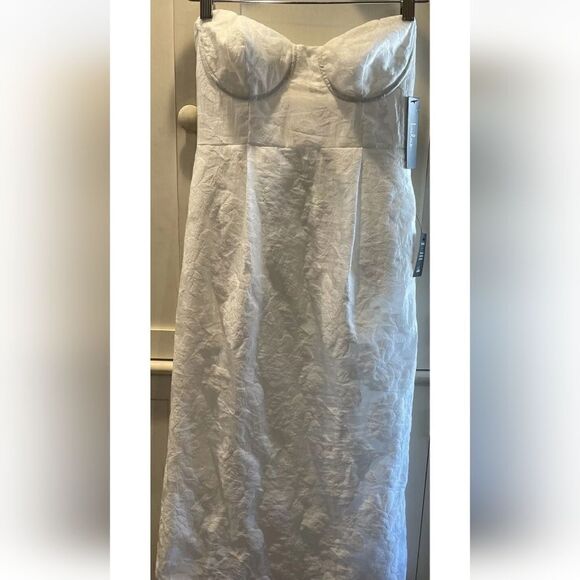 Lulus From this Day White Floral Jacquard Strapless Midi Dress Size Smal… - Picture 4 of 10